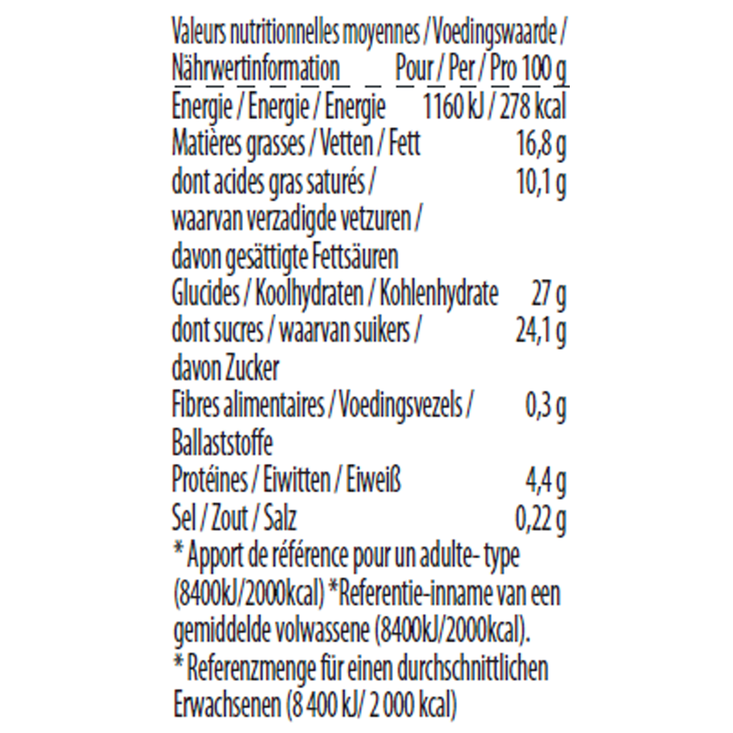 vanilla caramel brownie minicup nutrition